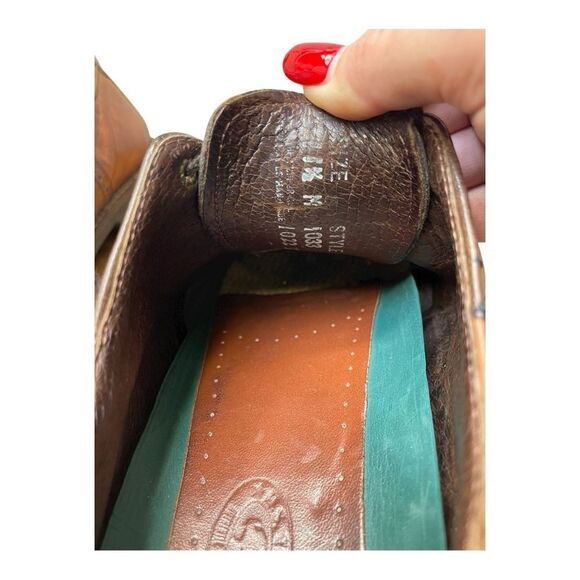 HS Trask Shoes Mens 11.5 Brown Bison Leather Oxford Loafer 2-Tone Saddle